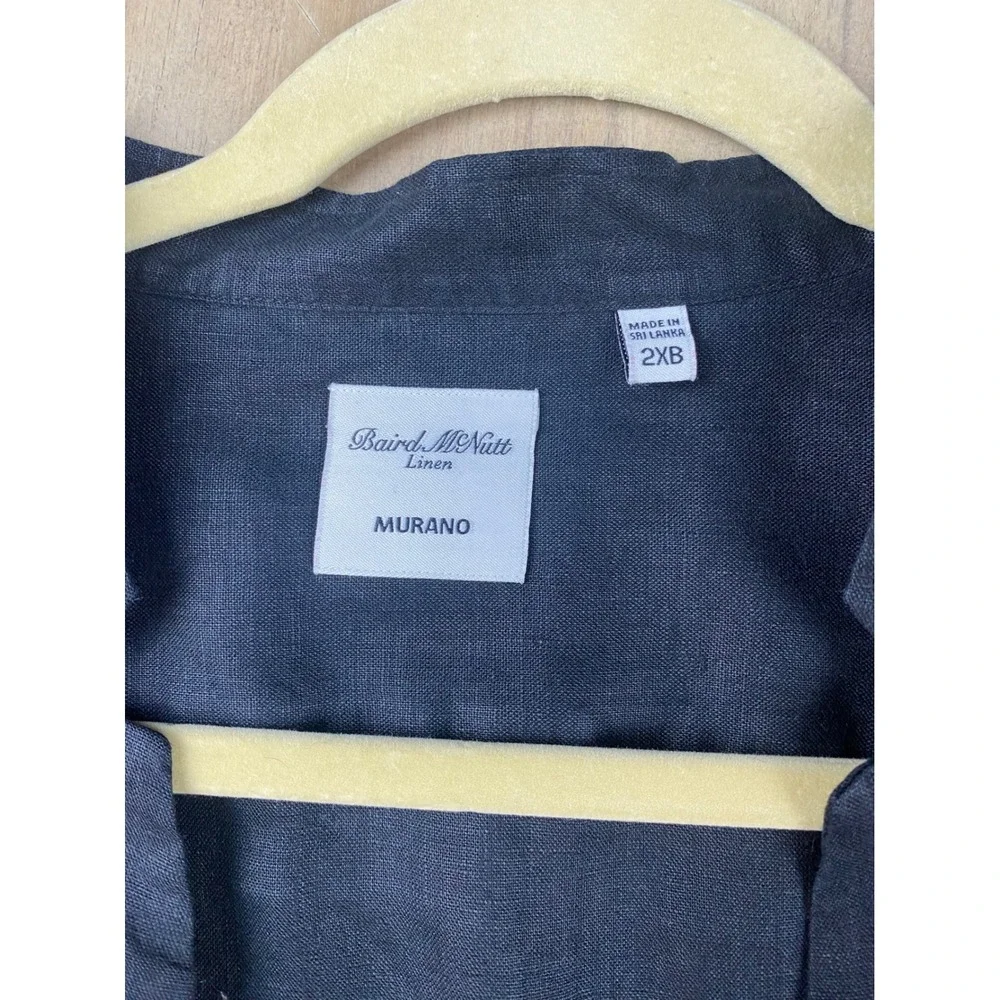 Baird McNutt Murano Linen Shirt‎ Mens 2XB Oversized Black Collared Top - Picture 2 of 4